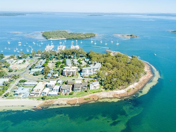 Aerial view of Thou Walla Sunset Retreat Port Stephens
