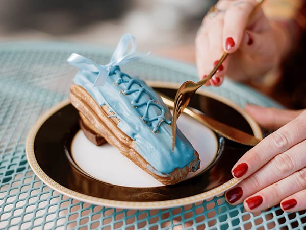 Blue Suede Choux Eclair Pastries, Blue Bird Patisserie