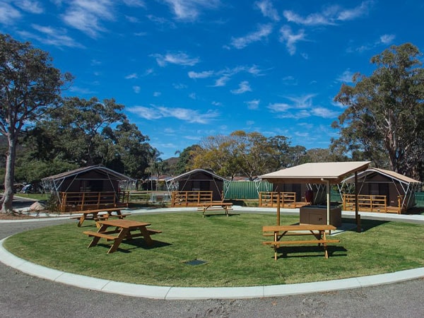 Exterior of Shoal Bay Safari Tents