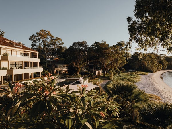 Wide shot of Amarna Resort overlooking the beach.