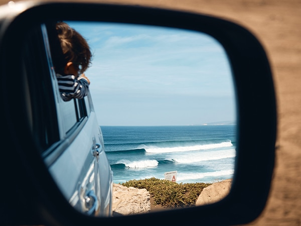 Seaside through the sidemirror, Augusta, WA, Australia