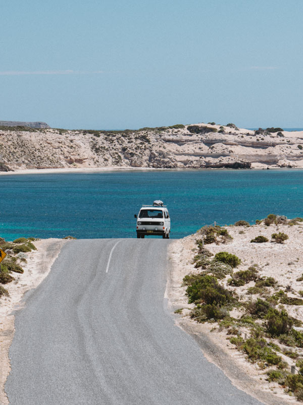 A van drives through Coffin Bay. (Image: Glenn Ferguson)