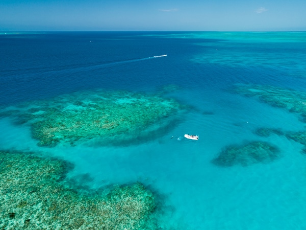 Aerial view over the Great Barrier Reef, Queensland. (Image: Tourism and Events Queensland)