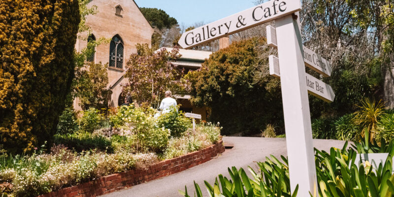 the gallery & cafe signage outside The Convent Gallery