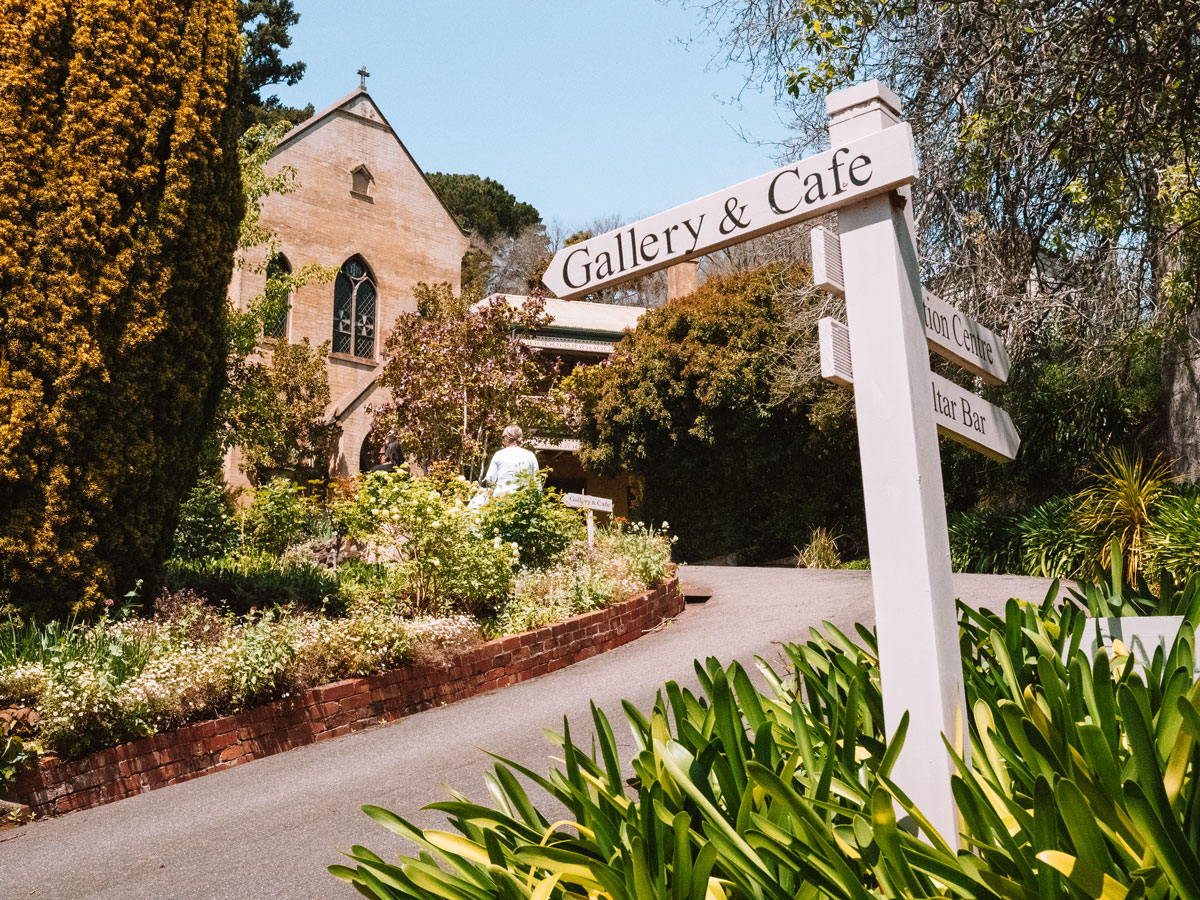 the gallery & cafe signage outside The Convent Gallery