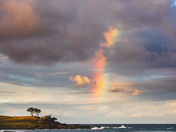 Rainbow over Angourie Point, Yamba, NSW, Australia
