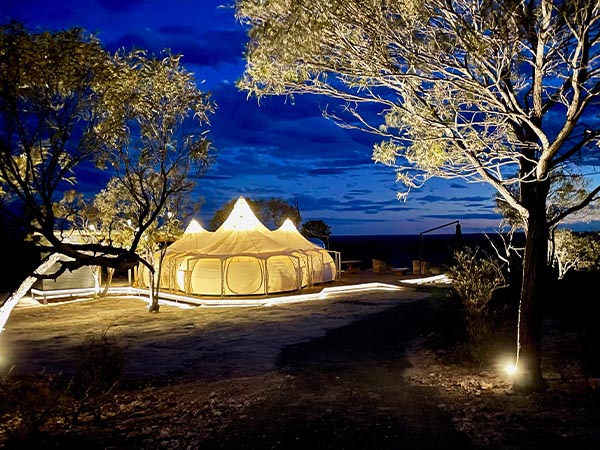 Rangelands Outback Camp at night, Winton, Queensland, Australia