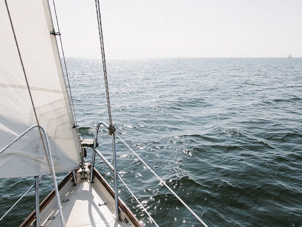 Yacht sailing in the sea, The Anchorage, Port Stephens, Australia