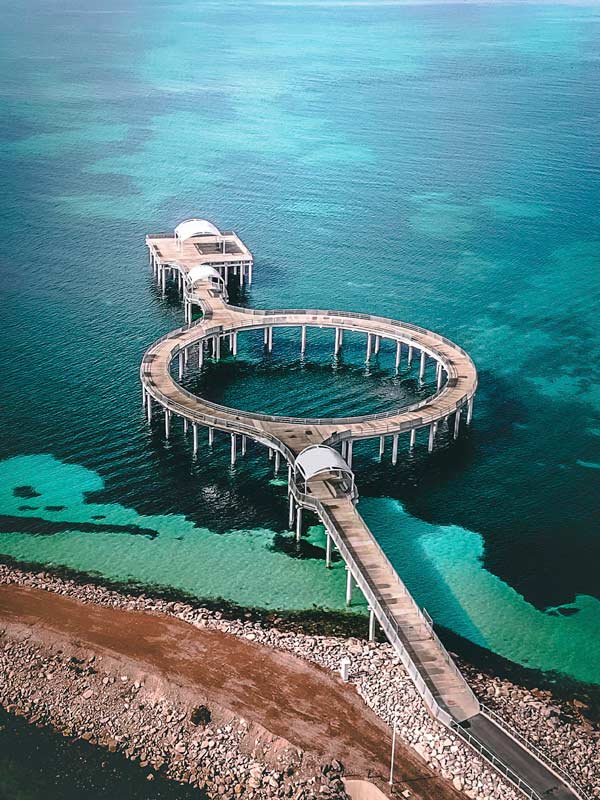 Aerial view of Whyalla Jetty, Eyre Peninsula. (Image: Tommy Woods Photography)