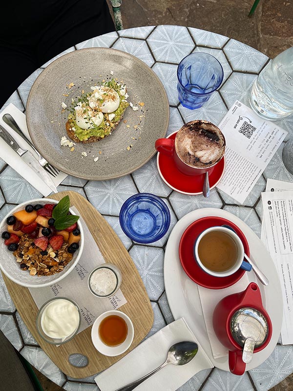 Top shot of food spread, Wombat Hill House, Daylesford, VIC Australia