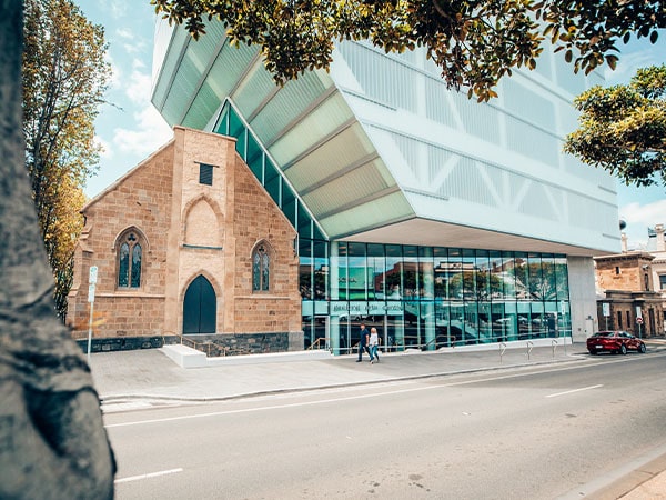 Couple walking, Geelong Arts Centre, Geelong, VIC, Australia