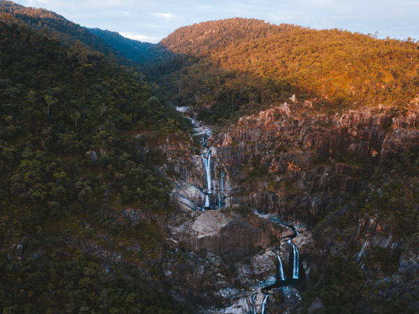 an aerial view of Jourama Falls, Paluma Range National Park