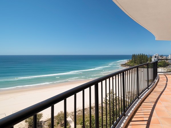 Beach views at Accor accommodation, Mantra Coolangatta Beach, QLD, Australia