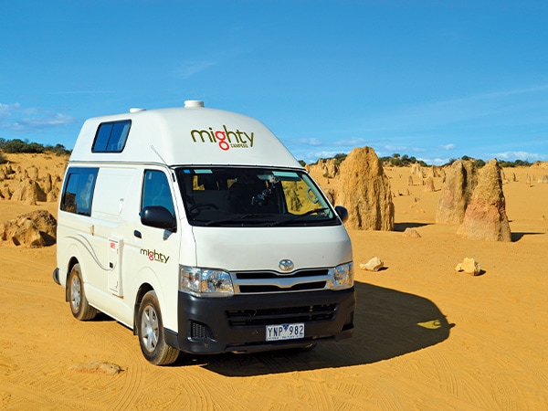 Mighty Highball at the Pinnacles Desert, from Drive Now Campervan and Motorhome Rental, Australia
