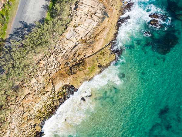 Scenic coastal views over Arakoon National Park, South West Rocks, Macleay Valley Coast, NSW, Australia