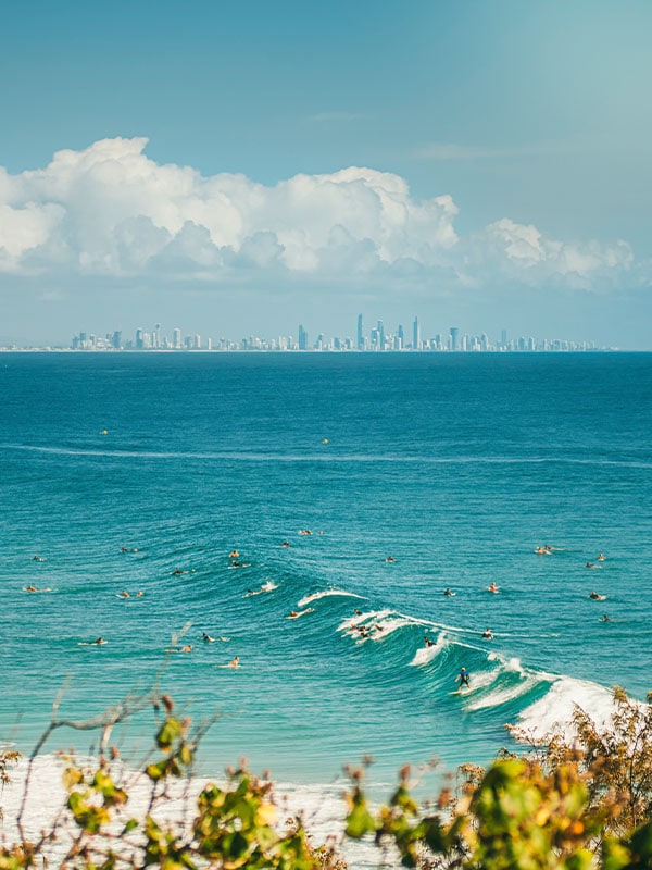 Surfing on the Gold Coast, QLD, Australia