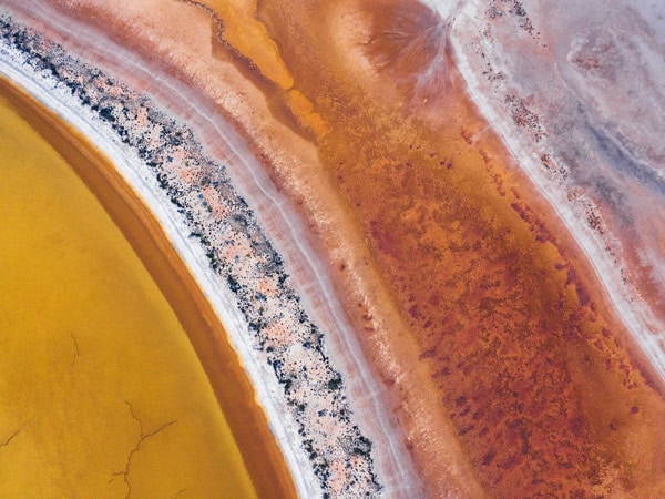 An aerial view of Lake Magic, near Hyden, Western Australia
