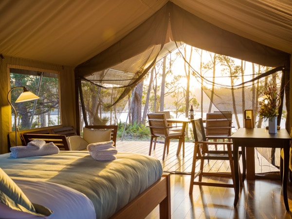 Stay in one of the luxury safari tents for an unmissable view. (Image: Tanja Lagoon Camp)