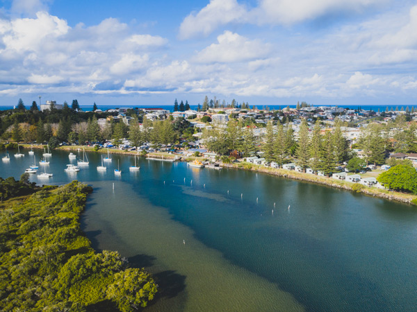 a scenic view of the Clarence River at Calypso Yamba Holiday Park