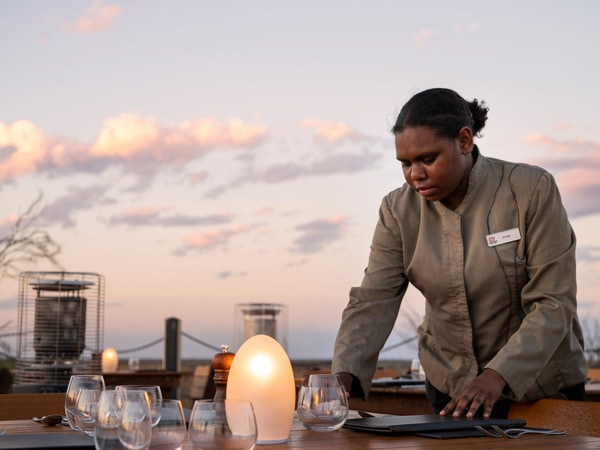 The outdoor dining area at Tali Wiru