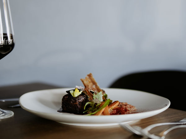 Safran menu - Kuzu Gerdan: confit lamb neck, peeled wheat keskek, prunes, beetroot & pomegranate jus