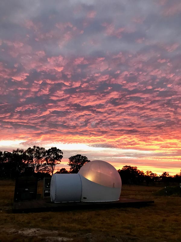 Sunrise at Captain Moonlite Mirumiru Bubbletents