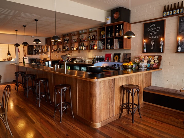 the dining interior of Bar Superette, Merimbula