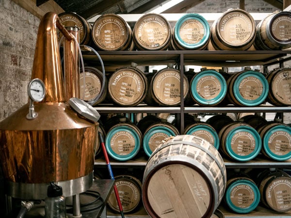 the production room inside the Battery Point Distillery