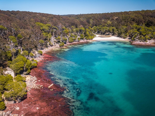 aerial views overlooking Bittangabee Bay inBeowa National Park, Green Cape