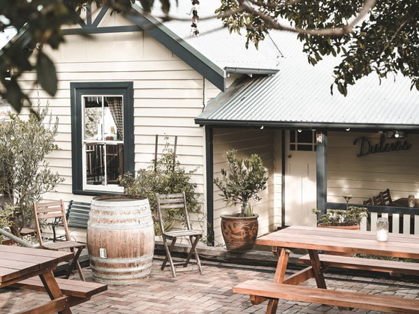 Outdoor patio at Dulcie's in Merimbula