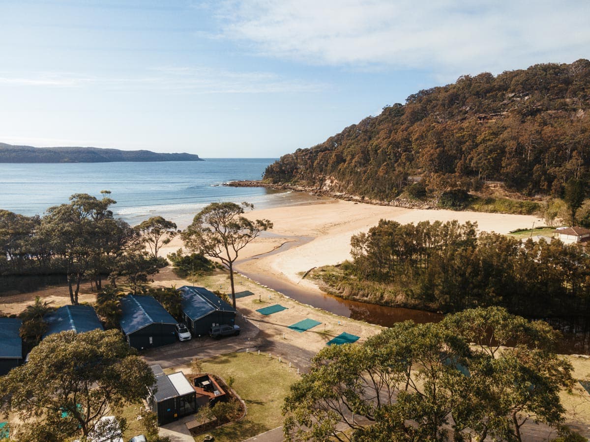 Aerial view of NRMA Ocean Beach Holiday Park