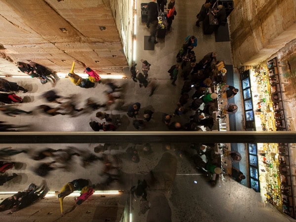 a blurry shot of the crowd from above at Void Bar, Hobart