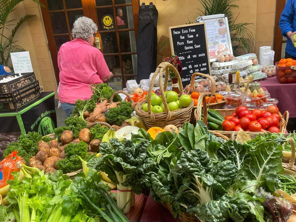 fresh fruits and vegetables displayed at the Woy Woy Food Market