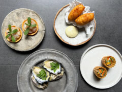 Plates of food at Dier Makr restaurant in Hobart.