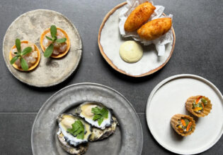 Plates of food at Dier Makr restaurant in Hobart.