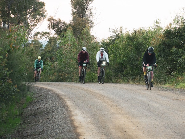 Τέσσερις ποδηλάτες σε ένα μονοπάτι ποδηλασίας στον κόλπο Batemans, NSW, Αυστραλία