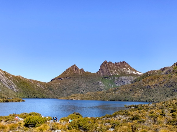 Wide view of Lake St Clair in Tasmania, Australia