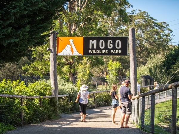 Η είσοδος στο πάρκο άγριας ζωής Mogo στον κόλπο Batemans, NSW, Αυστραλία