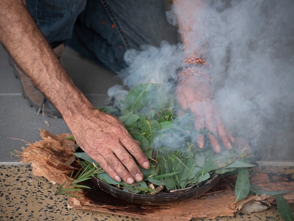 An Australian aboriginal smoking ceremony