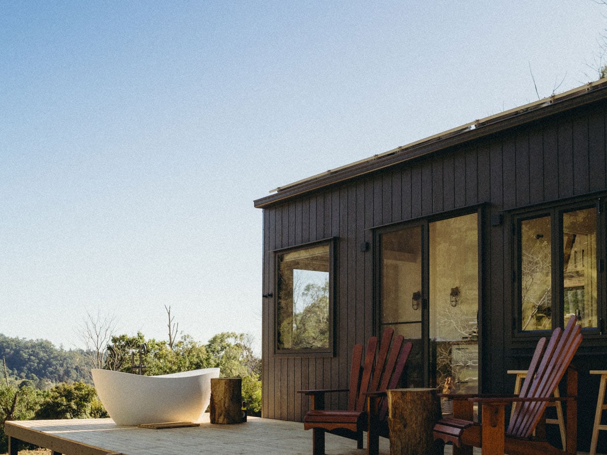 The outdoor tub at Tiny Aahana, an Into the Wild stay