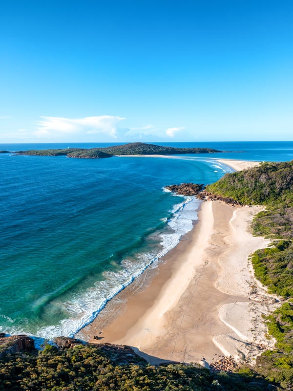 High shot of Box Beach near Shoal Bay.