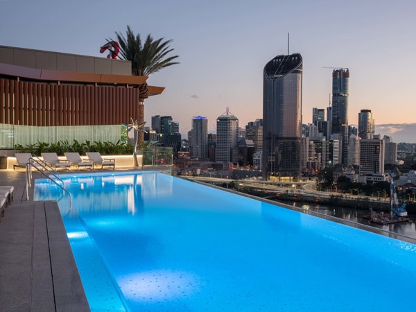 the infinity pool at dusk, Emporium Hotel South Bank