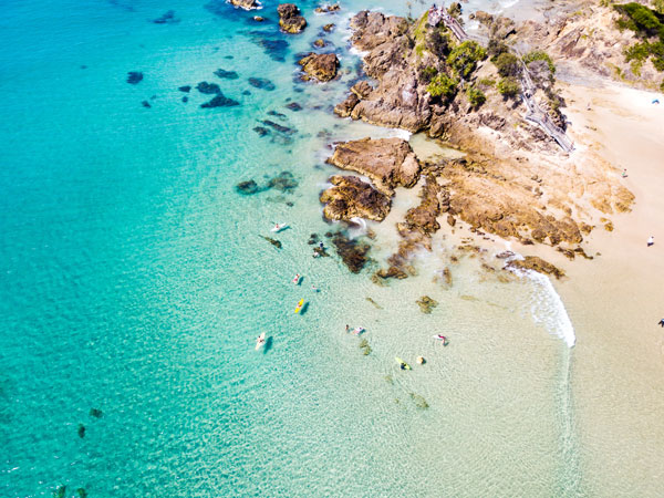 emerald blue waters at Byron Bay