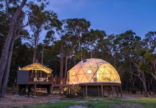 luxurious light-filled geodesic dome at Mile End Glamping