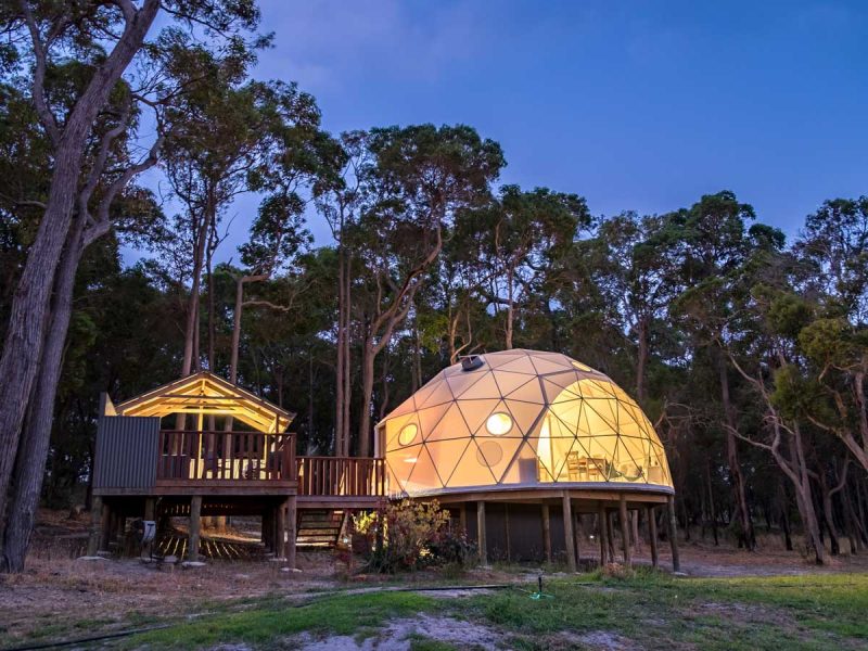 luxurious light-filled geodesic dome at Mile End Glamping