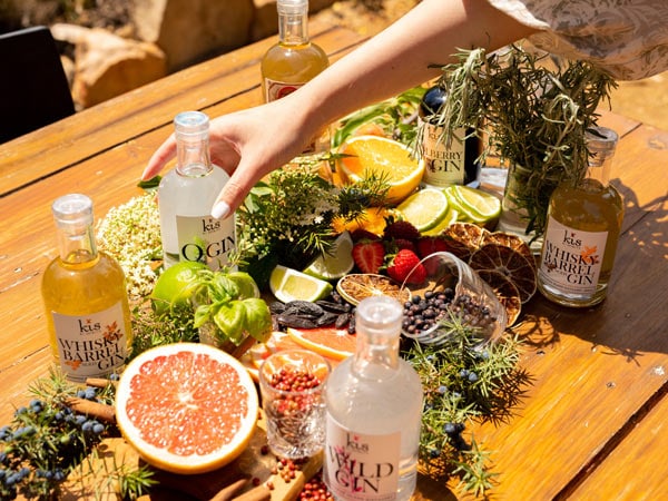 Kangaroo Island Odysseys spread of food and gin.