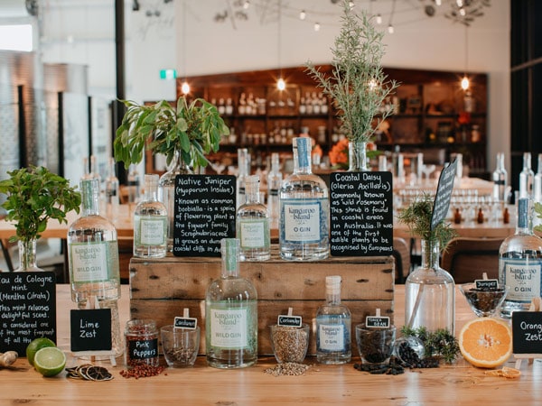 The Kangaroo Island Spirits collection of alcohol.