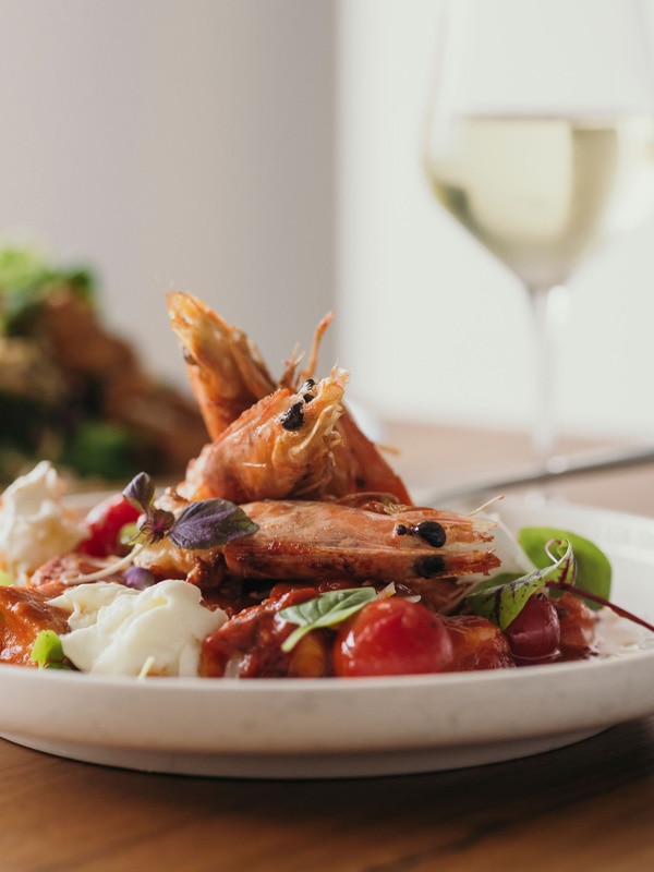 Prawn salad at Little Nel's in Port Stephens.