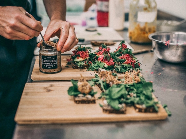 Merchant & Maker open rye sandwiches