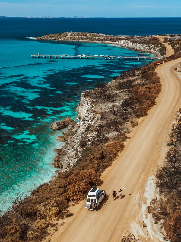 Van parked on dirt road by Vivonne Bay.